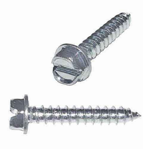 HWHSTS381 3/8" X 1" Hex Washer Head, Slotted, Tapping Screw, Type A, Zinc